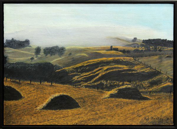 Painting, Art Benton, California Hills: Framed oil on canvas, California Hills, by Art Benton (Californian, 20th century), 1967, signed lower left and dated, canvas: 16''h x 22''w overall: 17''h x 23''w