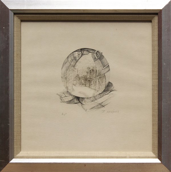 Lithograph, Looking Glass: Framed lithograph, ''Looking Glass,'' by Anton Krajnc (Austrian, b. 1949), pencil signed and inscribed artist's proof within lower margin, overall: 15''h x 15''w