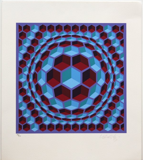 Serigraphs, Victory Vasarely, Op Composition: Pair of unframed color serigraphs, Optical Composition I and II, by Victor Vasarely (French/Hungarian, 1908-1997), each pencil signed ''Vasarely'' lower right, pencil numbered editions of 250 lower le