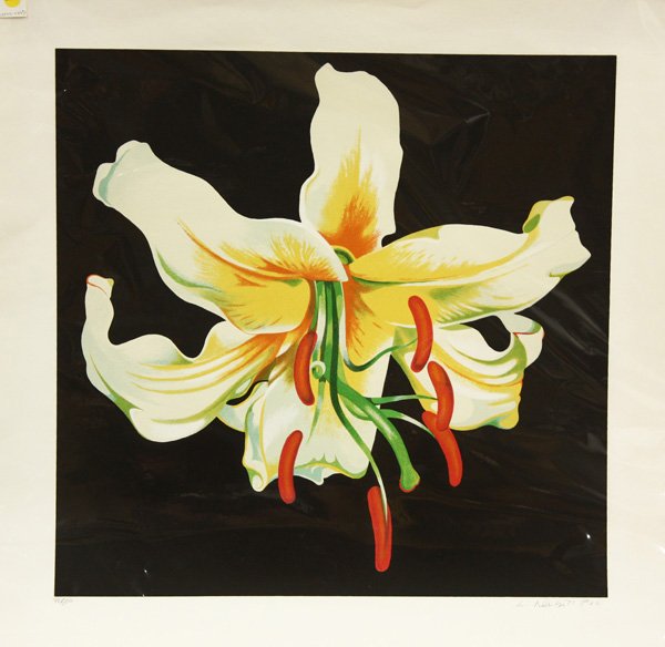 Serigraph, Lowell Nesbitt, White Lily: Unframed serigraph, White Lily, 1980, by Lowell Nesbitt (American, 1933-1993), pencil signed ''L. Nesbitt,'' lower right, ed. 92/200, paper: 31.75''h x 32''w