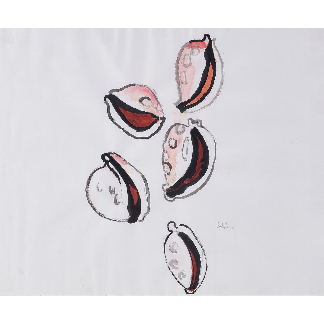 Watercolor, Cecil Beaton: Cecil Beaton (British, 1904-1980), Untitled (Shells), watercolor, pencil signed lower right, sheet: 16"h x 19.5"w, overall (with frame): 22.75"h x 25.75"w. Provenance: Property from the estate of inte