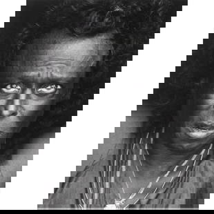 Photograph, Herb Snitzer: Herb Snitzer (American, b. 1932), "Thoughtful Miles (Miles Davis)," 1990, later printing, gelatin silver print, signed, titled, and dated, image: 11.75"h x 9.25"w, overall (with frame): 22"h x 19"w. P