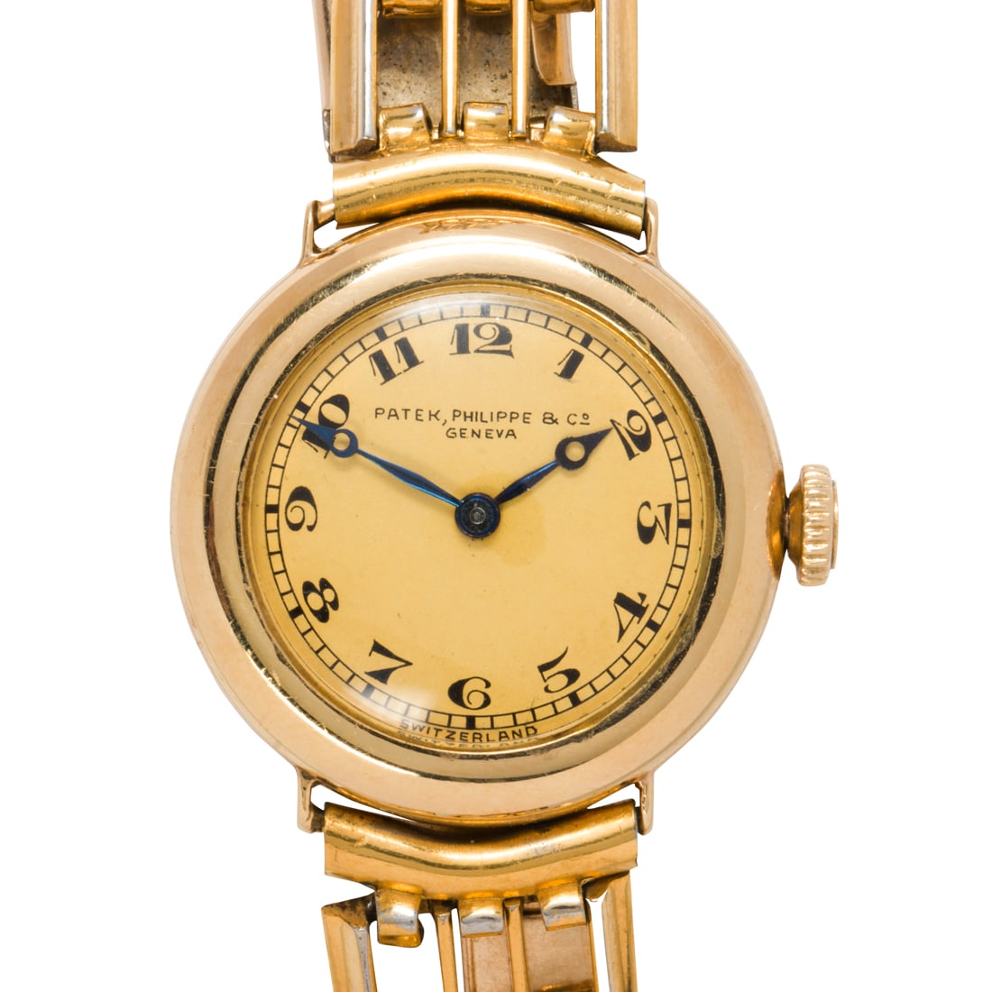 A Patek Philippe & Co. Geneva 18k gold watch: A Patek Philippe & Co. Geneva 18k gold watchcirca 1913, round case, #24586 signed by Cresarrow, gold tone dial, Arabic numerals, Breguet hands; movement #167265, 18 jewel, 8 adjustments; dial and move