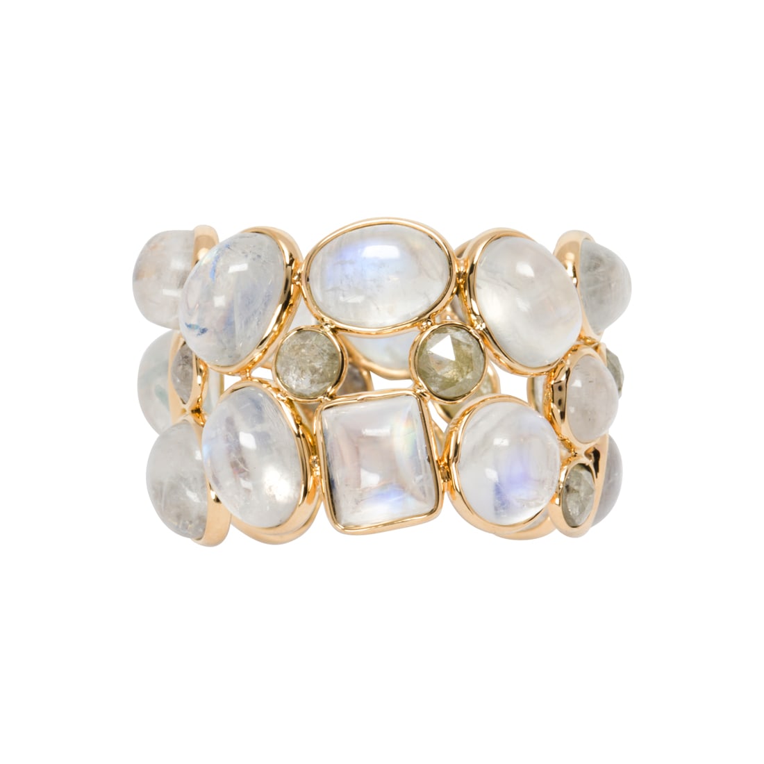 A moonstone, diamond and 18k gold ring (1 of 2)