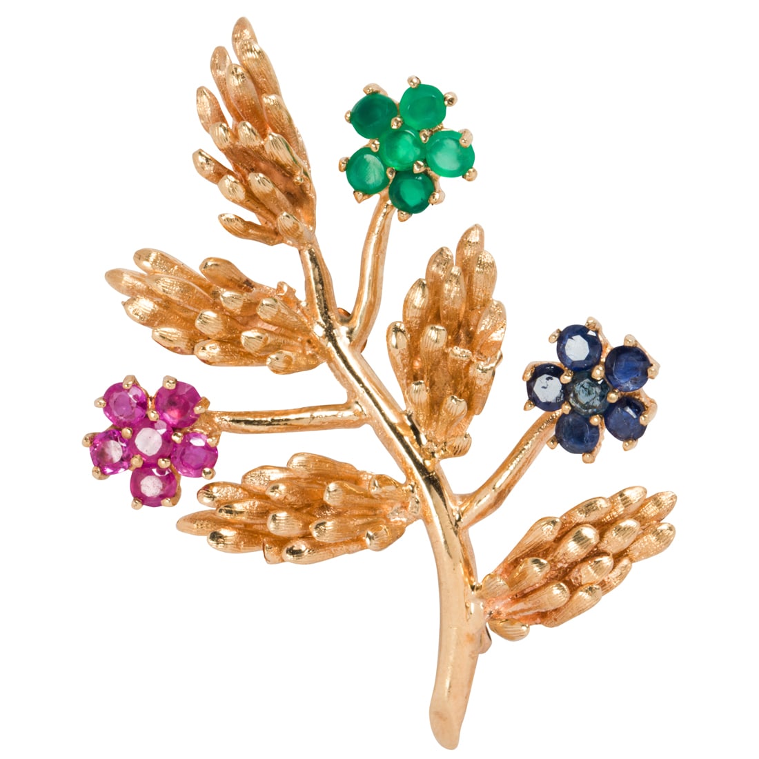A gem-set and 14k gold floral brooch (1 of 1)