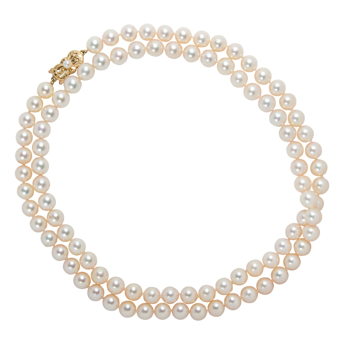 A cultured pearl and 18k gold necklace, Mikimoto (1 of 2)