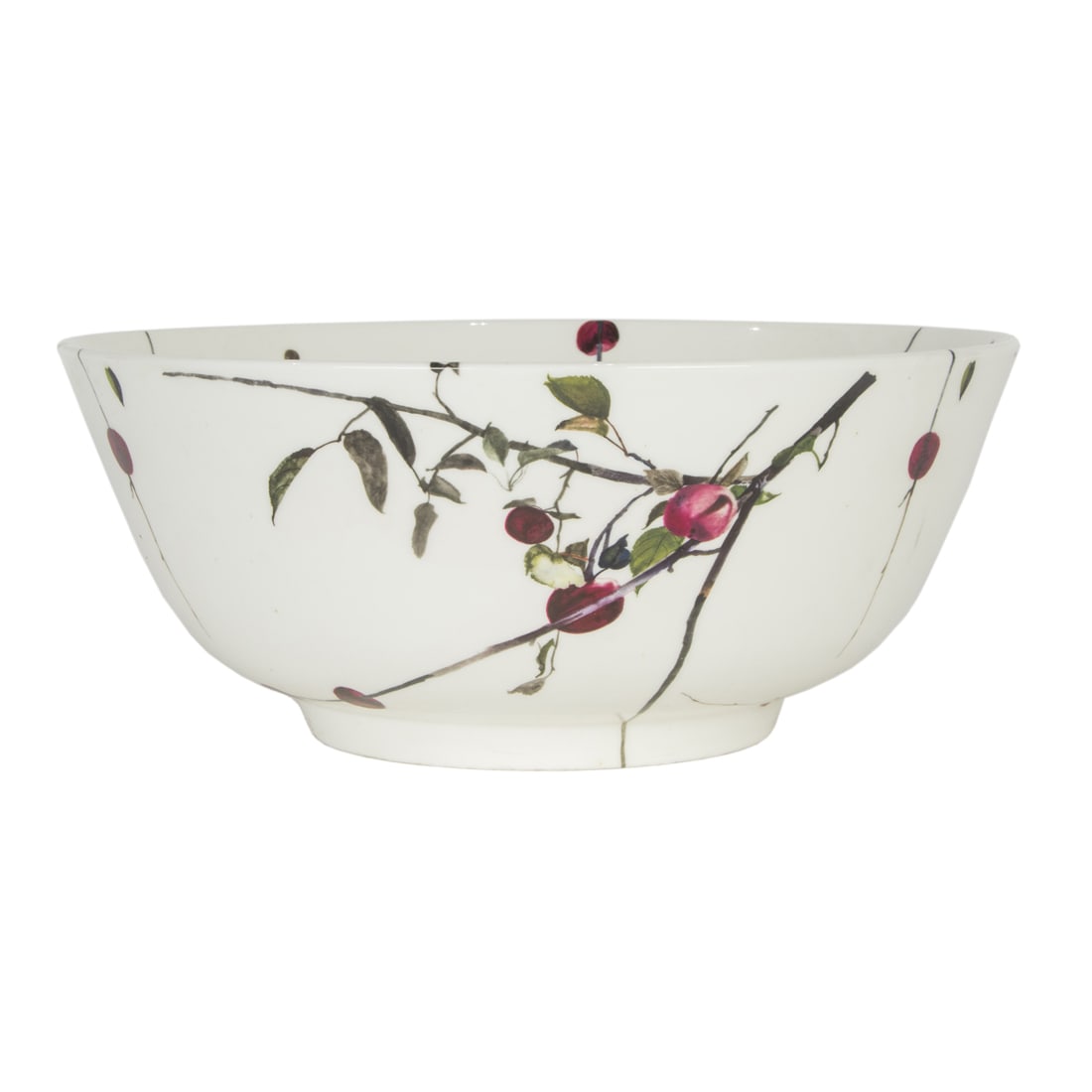 A Royal Doulton porcelain fruit bowl after design by Andrew Wyeth: A Royal Doulton porcelain fruit bowl after design by Andrew Wyeth, factory mark with facsimile signature 'Andrew Wyeth (c) 1973', 5.25"h x 13"dia