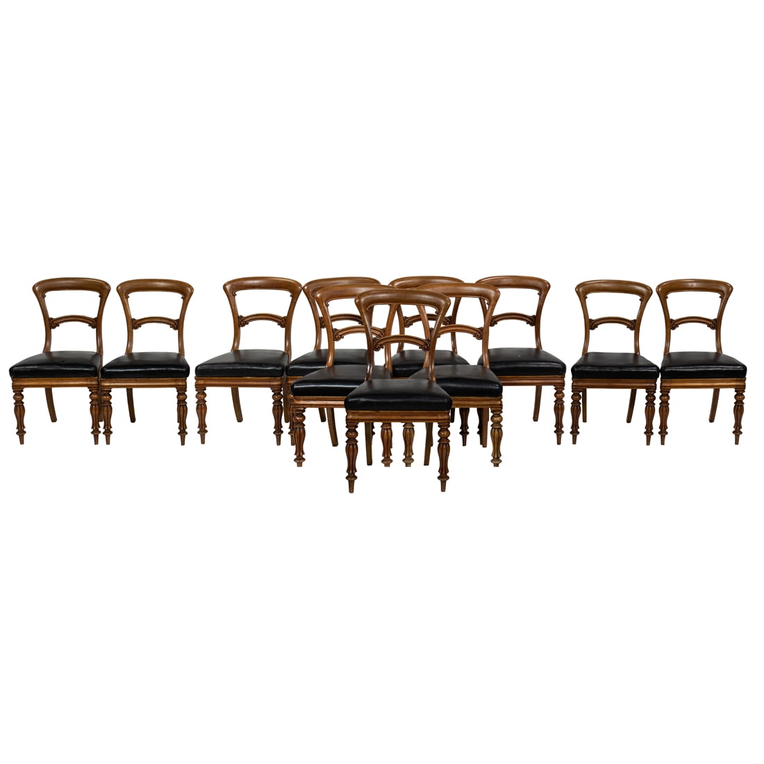 A set of twelve Victorian walnut dining chairs late 19th century (1 of 5)