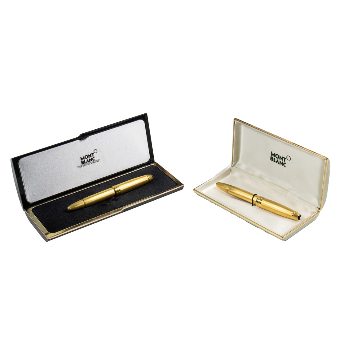 Two Mont Blanc Soltaire Meisterstuck/ Masterpiece 146 gold plated engine turned case Masterpiece (1 of 1)