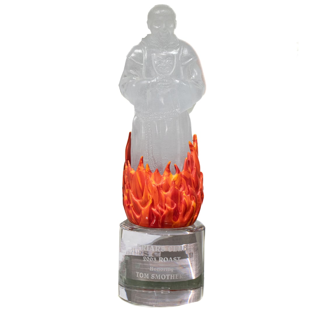 A Daum glass sculpture presented to comedian Tom Smothers by the Friar's Club (1 of 2)