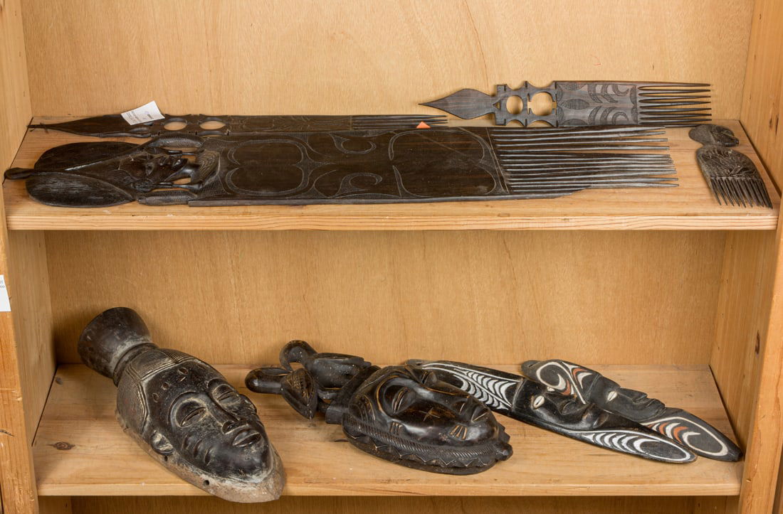 A group of African combs and masks (1 of 1)