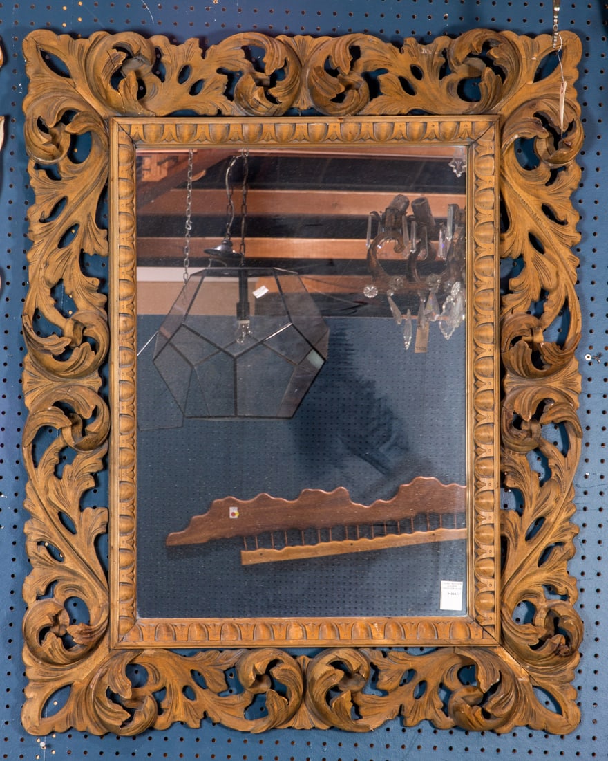 A Baroque style pierce carved wood mirror (1 of 1)