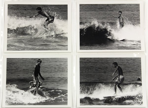 Set of 14 surfing photographs by LeRoy Grannis: (lot of 14) Unframed photographs, ''Surfing - 22nd Street, Huntington Beach (California),'' 1960, by LeRoy Grannis (Californian, 1917-2011), each stamped ''July 22, 1960'' verso, print (each): 4''h x 