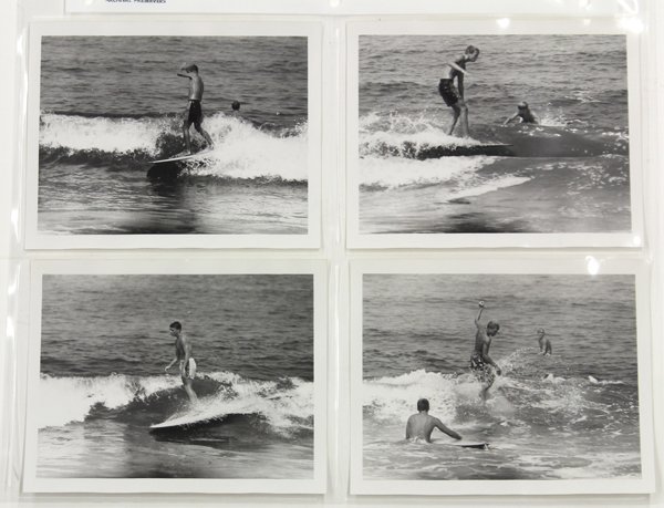 Set of 16 surfing photographs by LeRoy Grannis: (lot of 16) Unframed photographs, ''Surfing - Torrance (California),'' 1960, by LeRoy Grannis (Californian, 1917-2011), each dated in pencil ''Aug 5, 1960'' verso, print (each): 4''h x 5''w. Provenanc