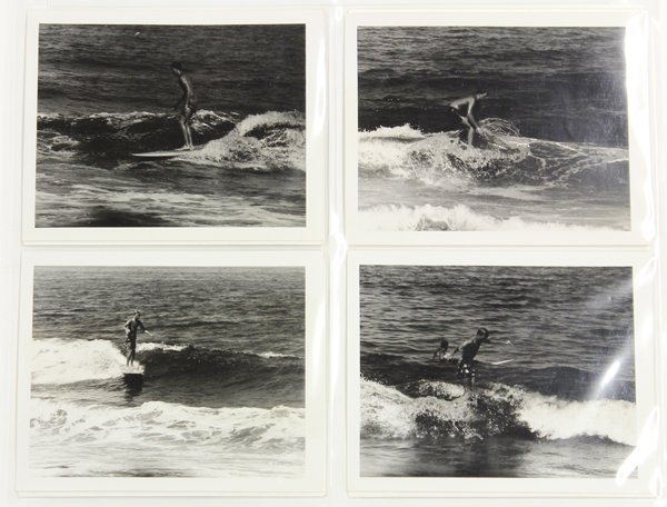 Set of 18 surfing photographs by LeRoy Grannis: (lot of 18) Unframed photographs, ''Surfing - Riviera (California),'' 1960, by LeRoy Grannis (Californian, 1917-2011), each stamped ''Aug 5, 1960'' verso, print (each): 4''h x 5''w. Provenance: Estate