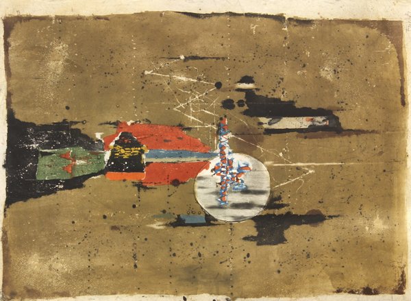 Ething, Johnny Friedlaender, Prisme: Unframed color etching with aquatint, ''Prisme,'' 1968, by Johnny Friedlaender (German/French, 1912-1992), pencil signed ''Friedlaender'' lower right, pencil numbered edition of 95 lower left, bears l
