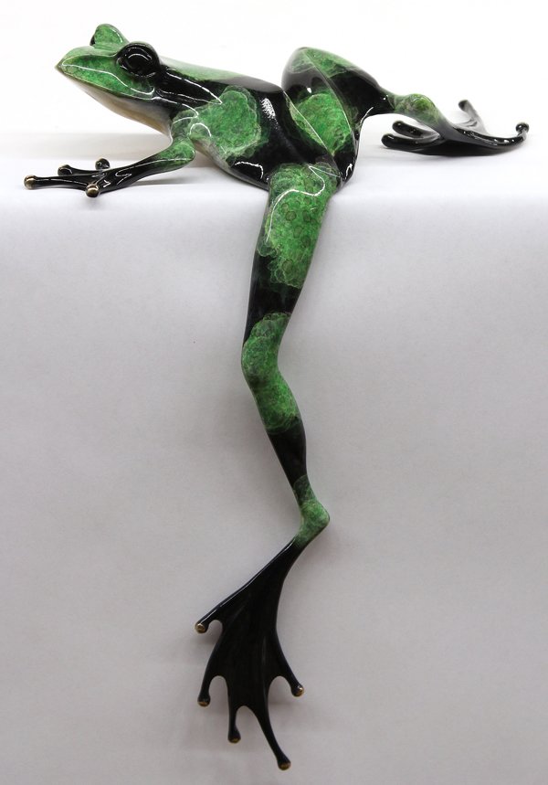 Bronze Sculpture, Tim Cotterill, Frog: Patinated bronze sculpture, Hangfrog, 1998, by Tim Cotterill (British, b. 1950), signed, titled, and numbered editions of 2000, overall: 12''h x 8''w x 7''d