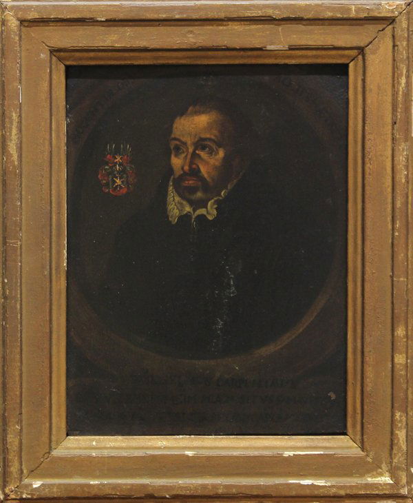 Painting, William of Orange: Framed oil on copper panel, Portrait of William of Orange (William the Silent), Dutch School, 17th century, overall: 11''h x 9.5''w