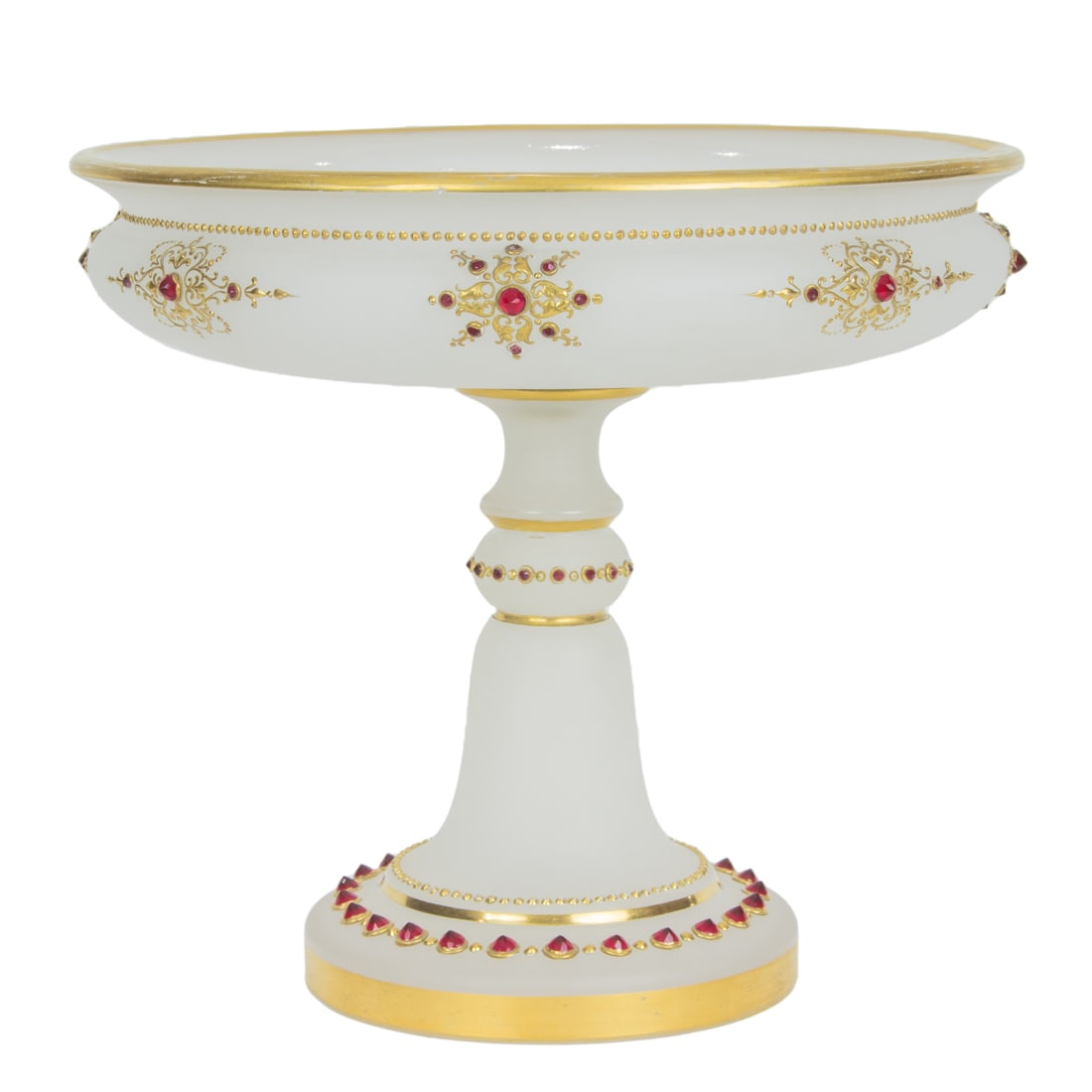 A Continental 'jeweled' opaline glass compote (1 of 4)