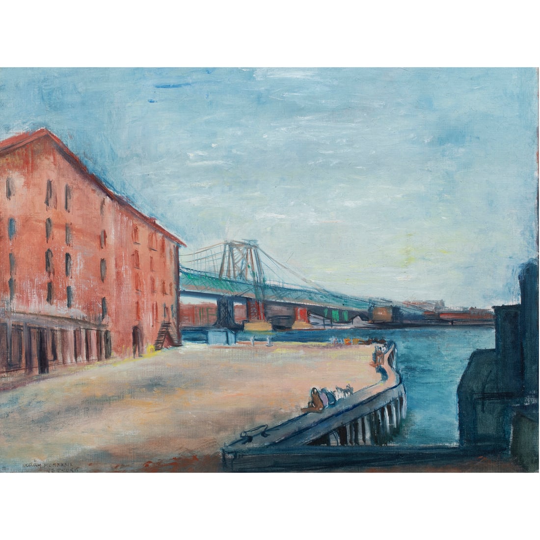 Painting, Francis De Erdely: Francis De Erdely (American/Hungarian, 1904-1959), "New York," 1939, oil on canvas laid down to masonite, signed lower left, board: 19.75"h x 26"w, overall (with frame): 25.5"h x 32"w. Provenance: Joh