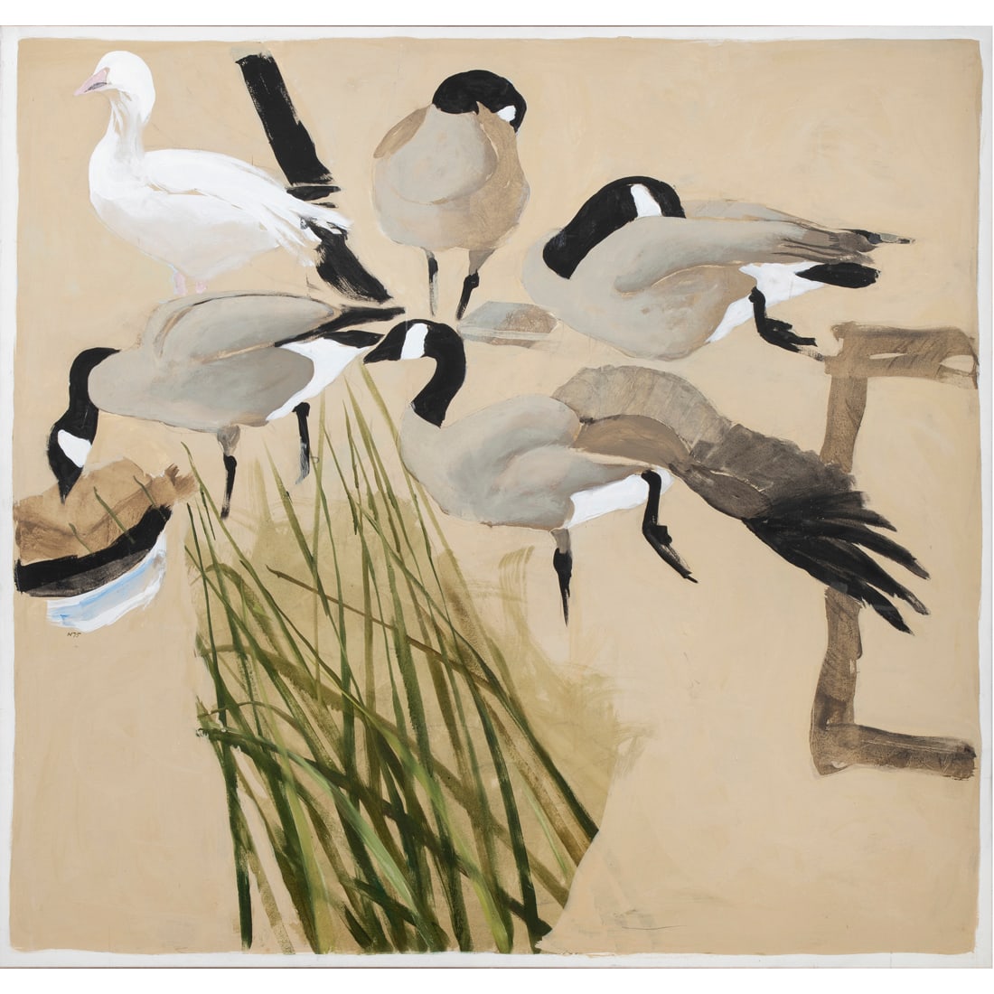 Painting, Bryan Wilson: Bryan Wilson (American, 1927-2002), "Of Los Banos, #2," 1975, oil on canvas, initialed and dated center left, signed, titled, and dated verso, canvas (unframed): 68"h x 71.75"w