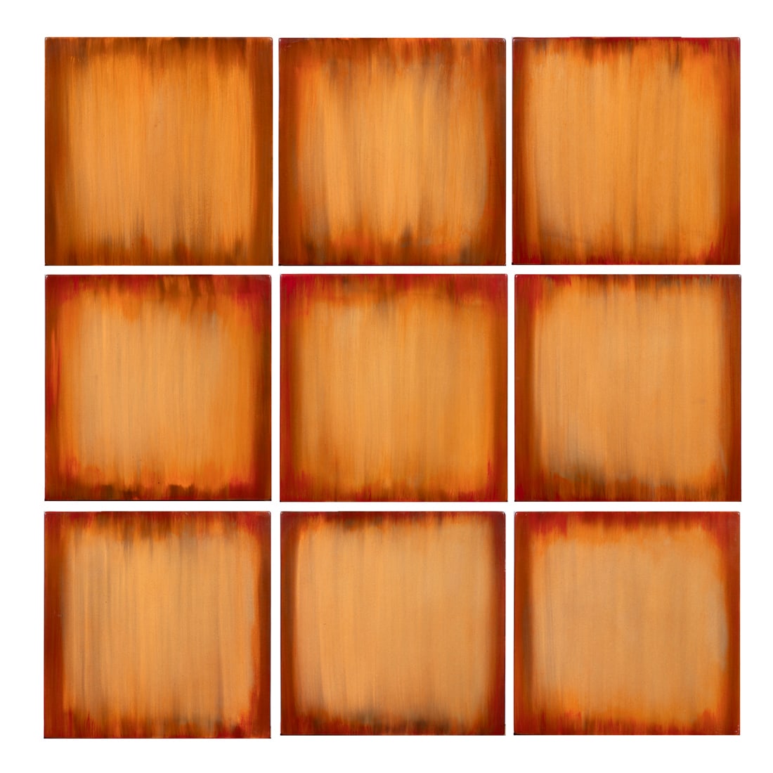 Wall Reliefs, Pard Morrison: (lot of 9) Pard Morrison (American, b. 1975), "Hybrid #7," 2004, patinated aluminum wall reliefs, each signed and dated verso, overall (for each panel): 12"h x 12"w. Provenance: LewAllen Contemporary,