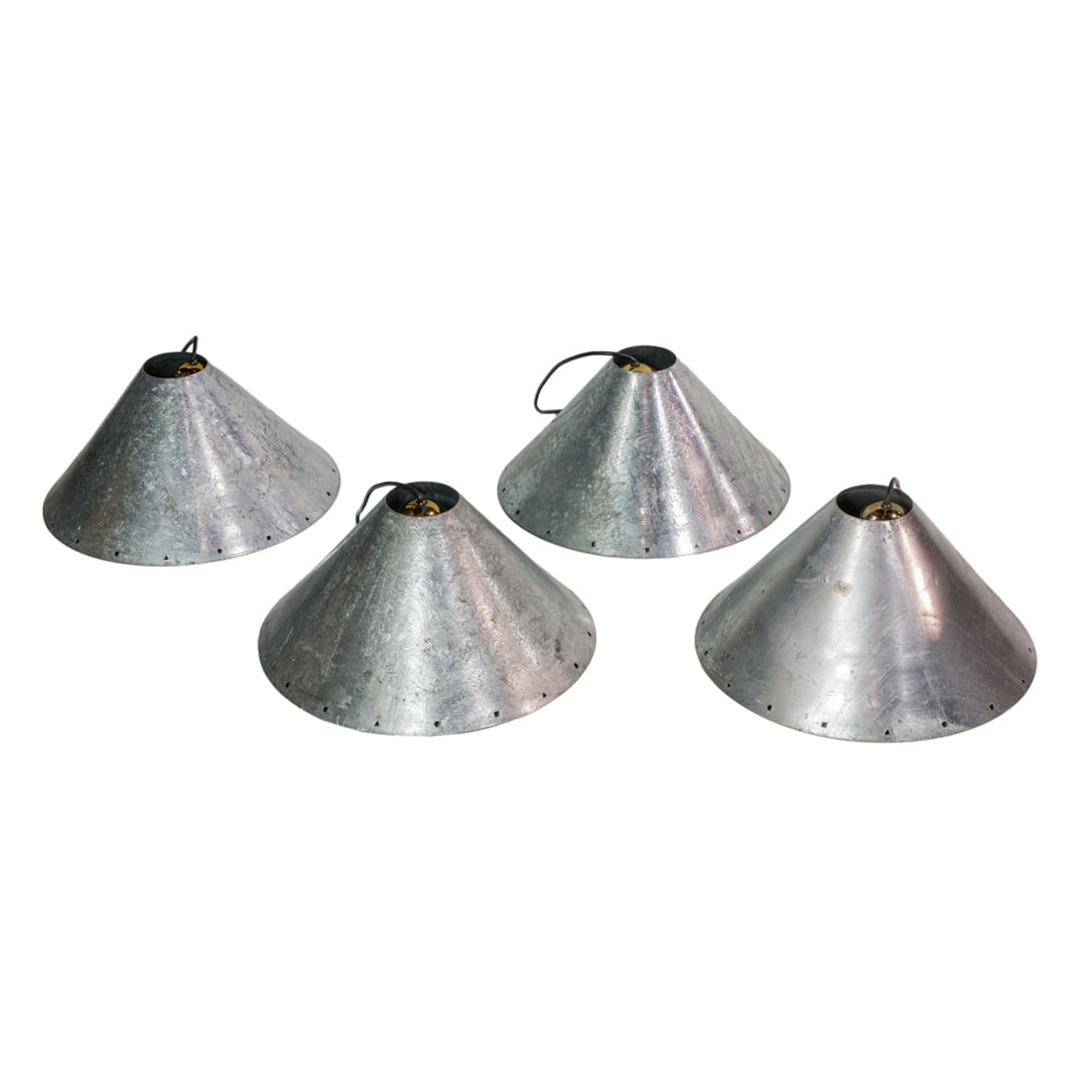 Four Ron Rezek modernist steel and zinc hanging lamps (1 of 2)