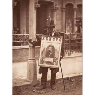 Photograph, John Thompson: John Thompson (British, 1837-1921),"The London Boardman," from "Street Life in London,"1877, vintage albumen print from collodion negative, title on original printed card from 1877, image: 4.75"h x 3.