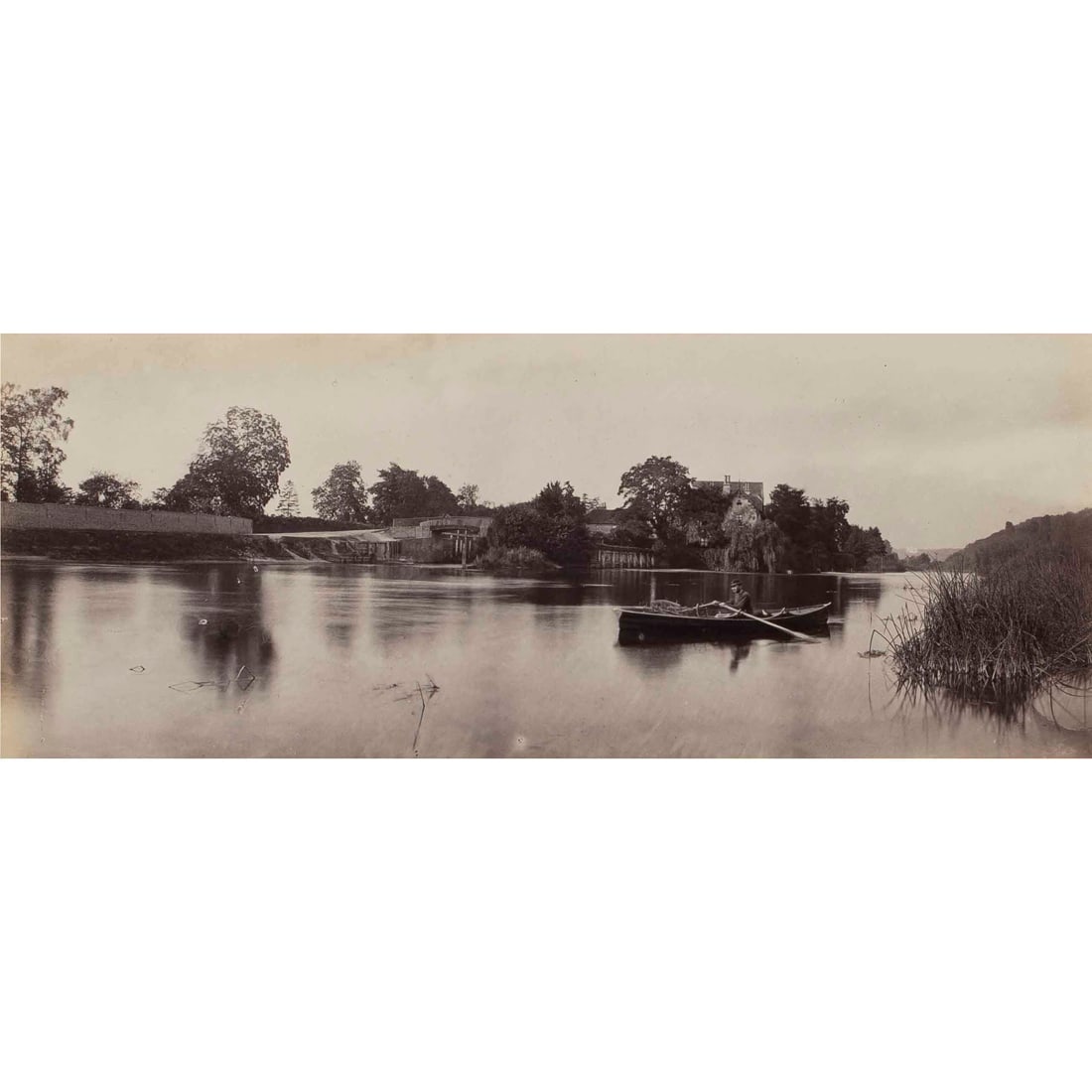 Photograph, Victor Prout: Victor Prout (British, 1835-1877), "Bouter?s Lock Near Maidenhead," From the series: "The Thames from London to Oxford, 1860," circa 1875, vintage albumen print from collodion negative, title lower le