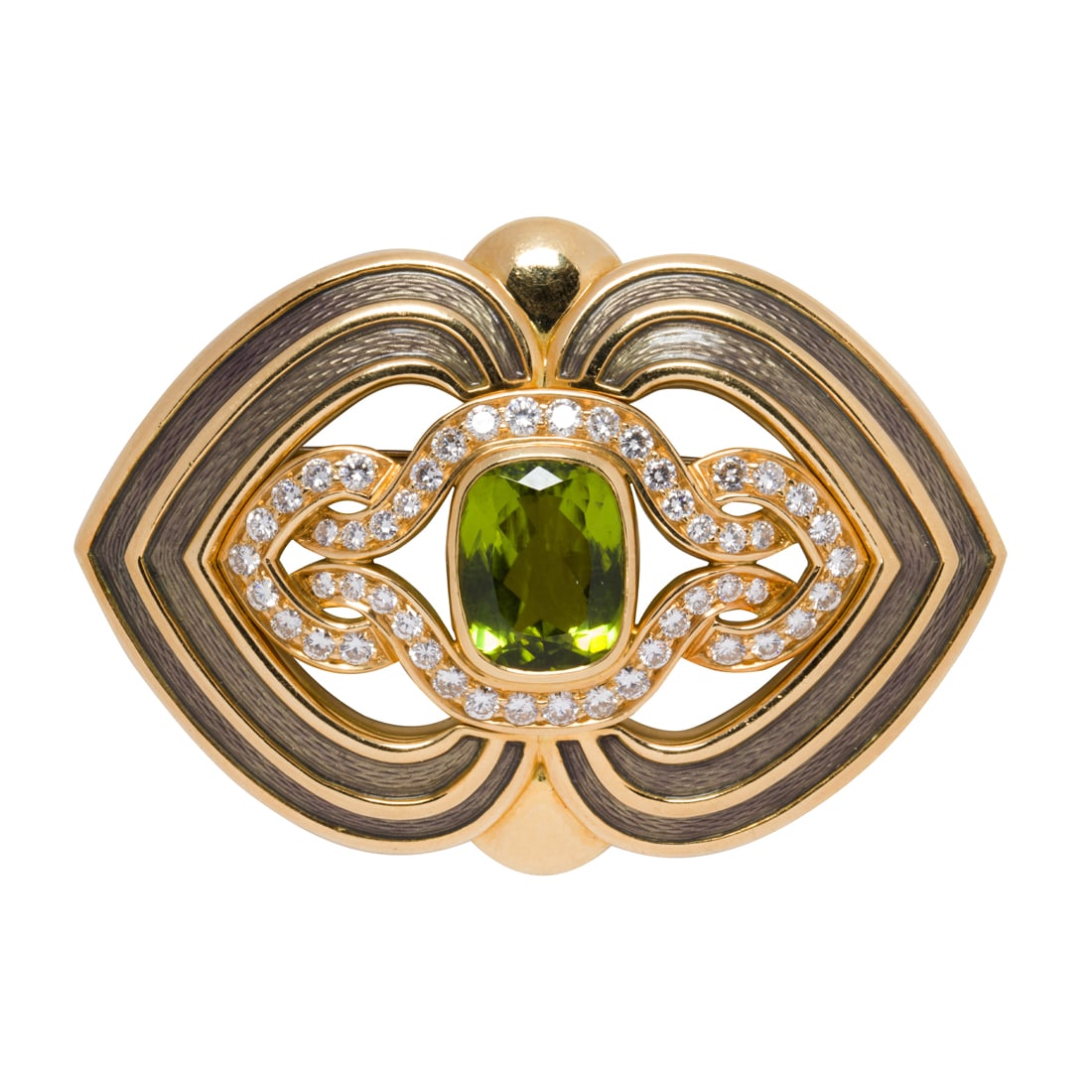A peridot, diamond, enamel and 18k gold brooch, De Vroomen, 1999 (1 of 1)