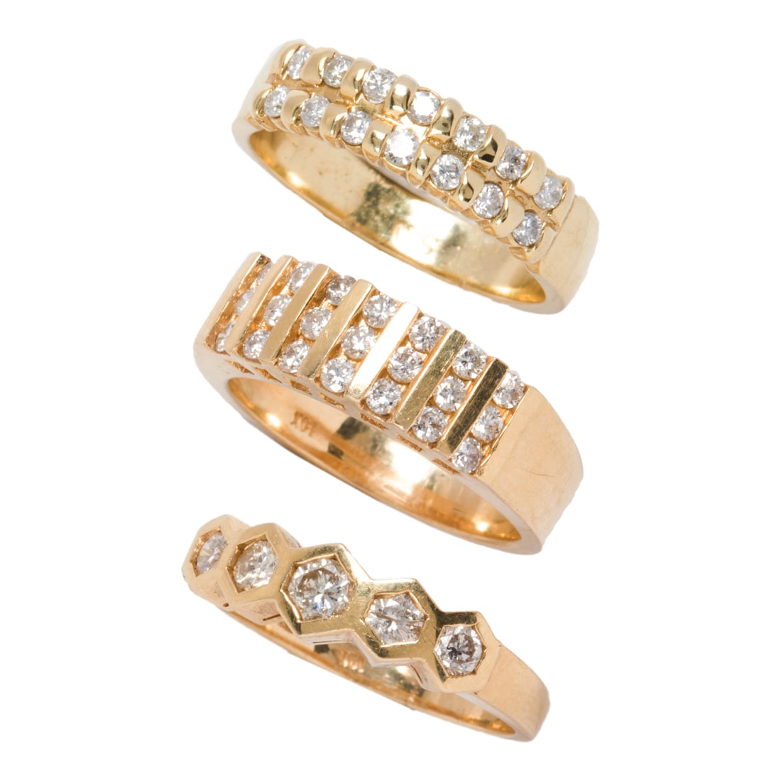Three diamond and 14k gold bands (1 of 1)