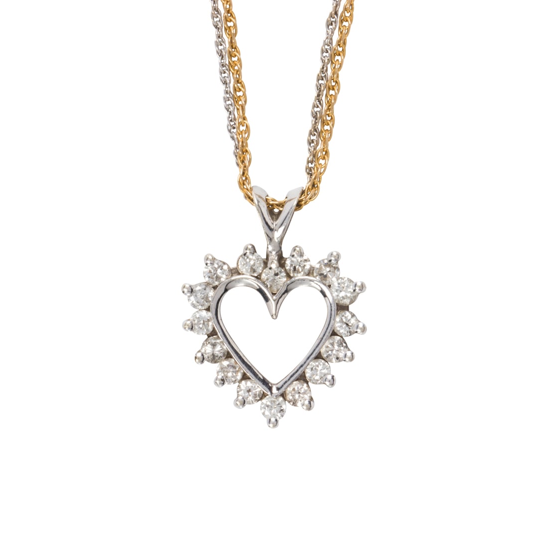 A diamond and 14k white gold heart pendant (1 of 2)