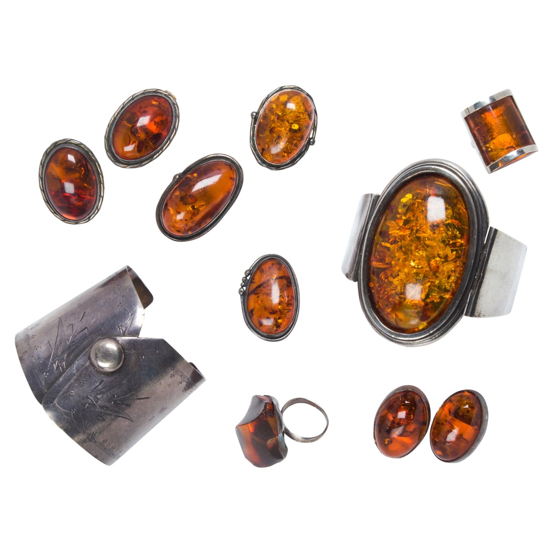 A group of amber and silver jewelry (1 of 1)