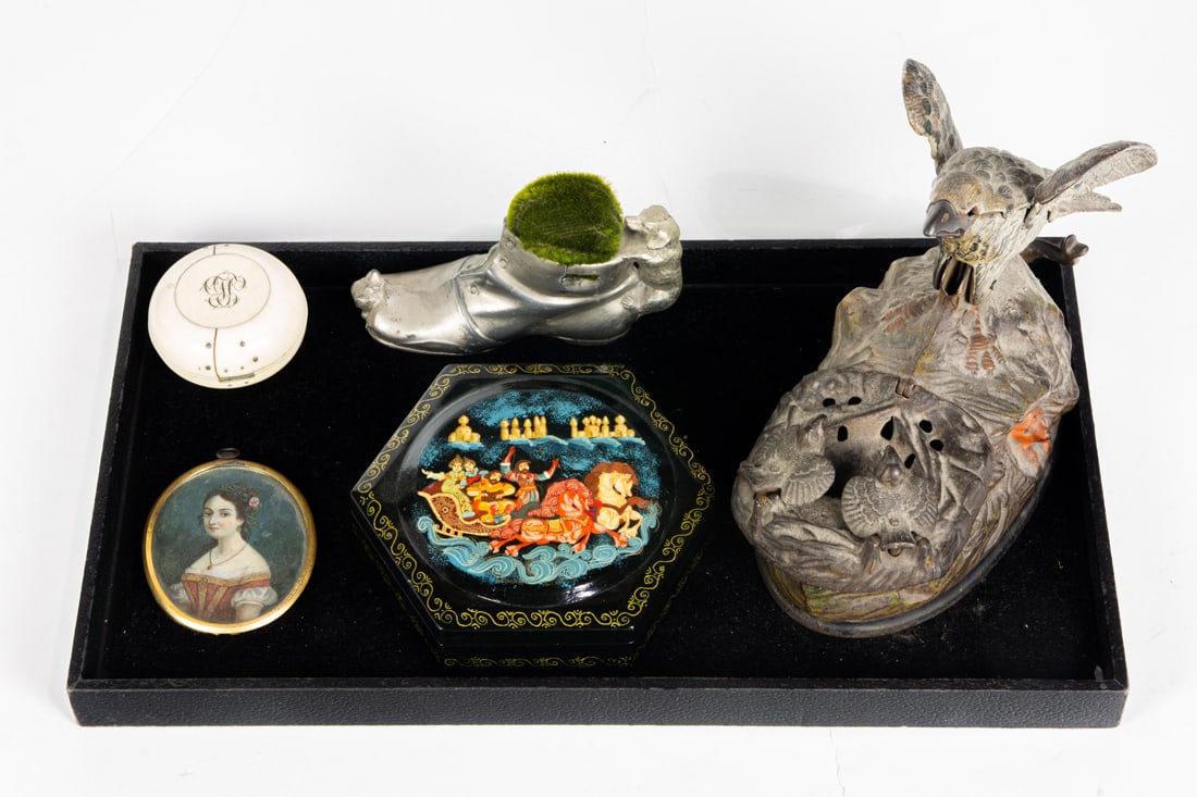 An American cast iron mechanical bank of bald eagle feeding chicks (1 of 1)