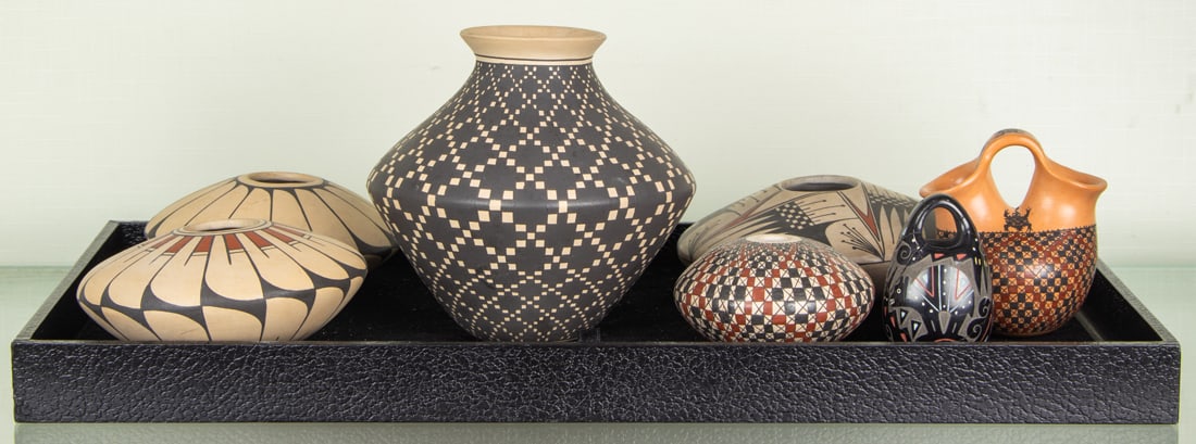 Eight Mata Ortiz pots including two small pots by Graciela Gallegos; one by Carmen Veloz; and a (1 of 1)