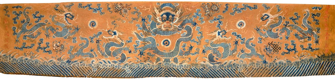 Chinese embroidered 'dragon' temple banner (1 of 1)