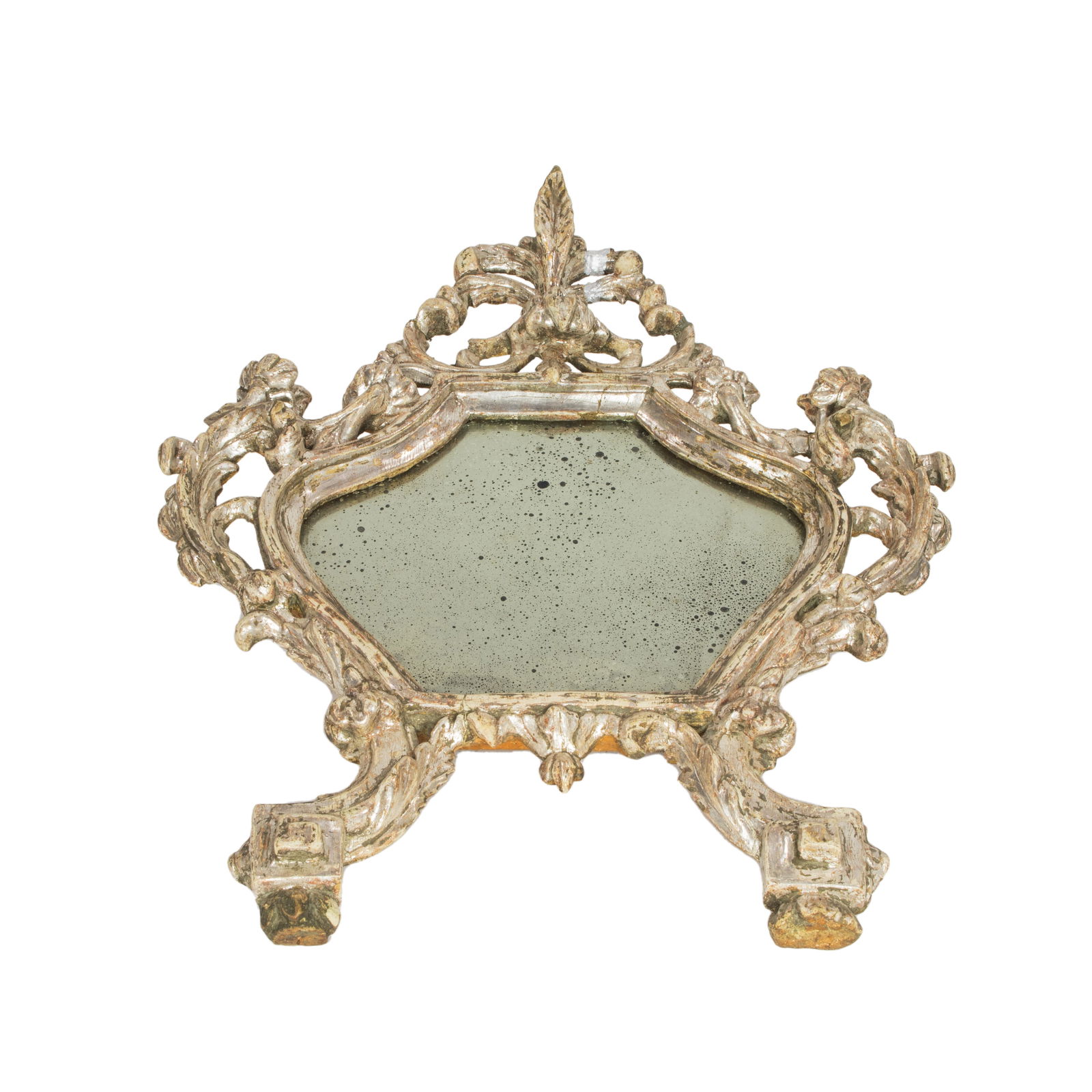 A small Italian Baroque style silver gilt mirror (1 of 2)