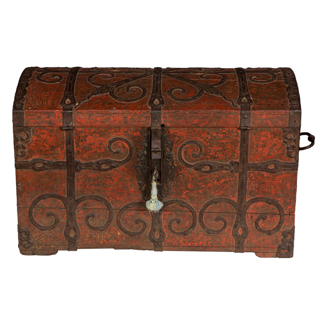 A Continental polychromed wood dome top chest, circa 1860 (1 of 3)