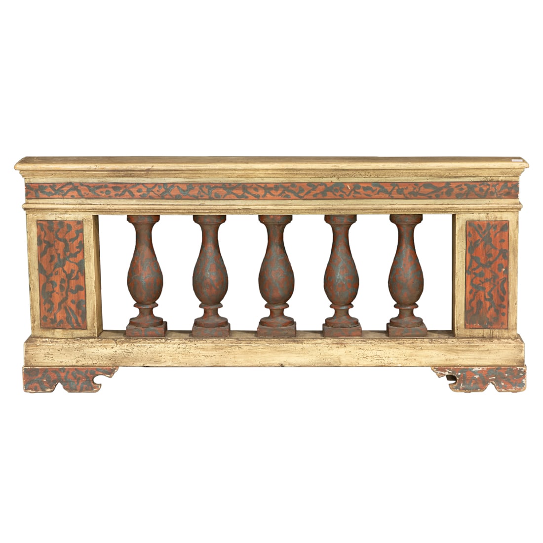 A Continental style polychrome architectural balustrade room divider, late 19th century (1 of 3)