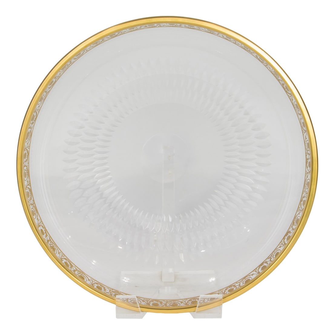 A St. Louis gilt decorated cut glass center bowl in the Thistle pattern (1 of 4)