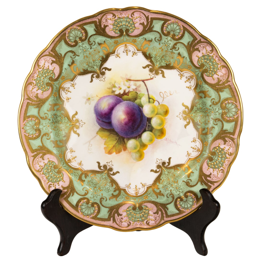 A set of twelve Royal Worcester porcelain fruit plates by Albert Shuck, retailed by Brock & Co (1 of 4)