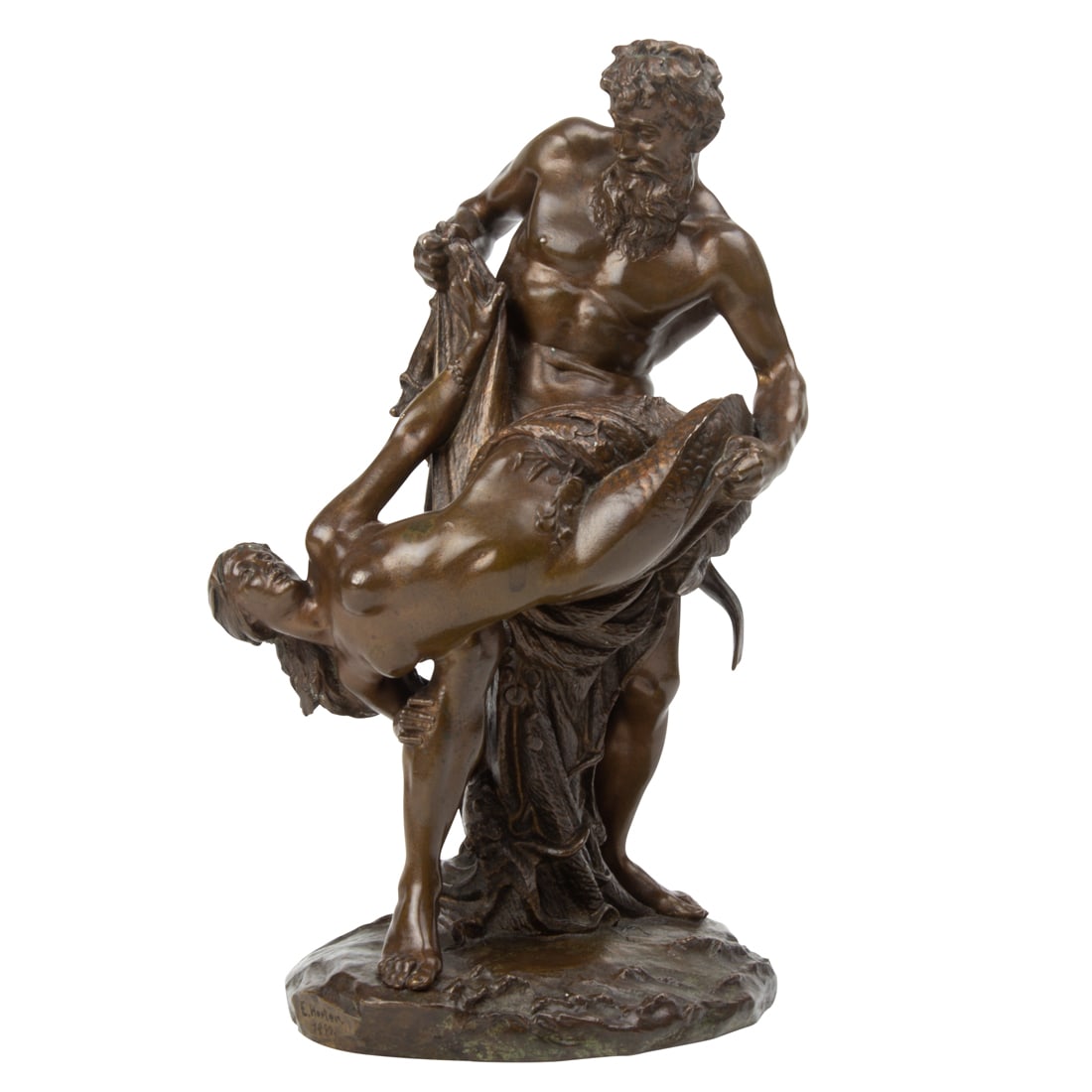 A German patinated bronze figural group: Der Seltene Fang after Ernst Herter, Gladenbeck Foundry (1 of 5)