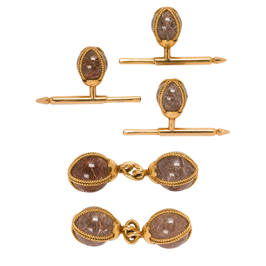 A rutilated quartz and 18k gold dress set, French (1 of 1)