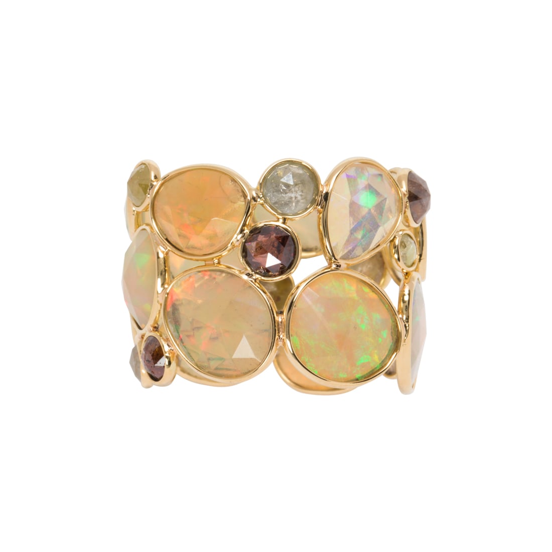 An opal, diamond and 18k gold ring (1 of 2)