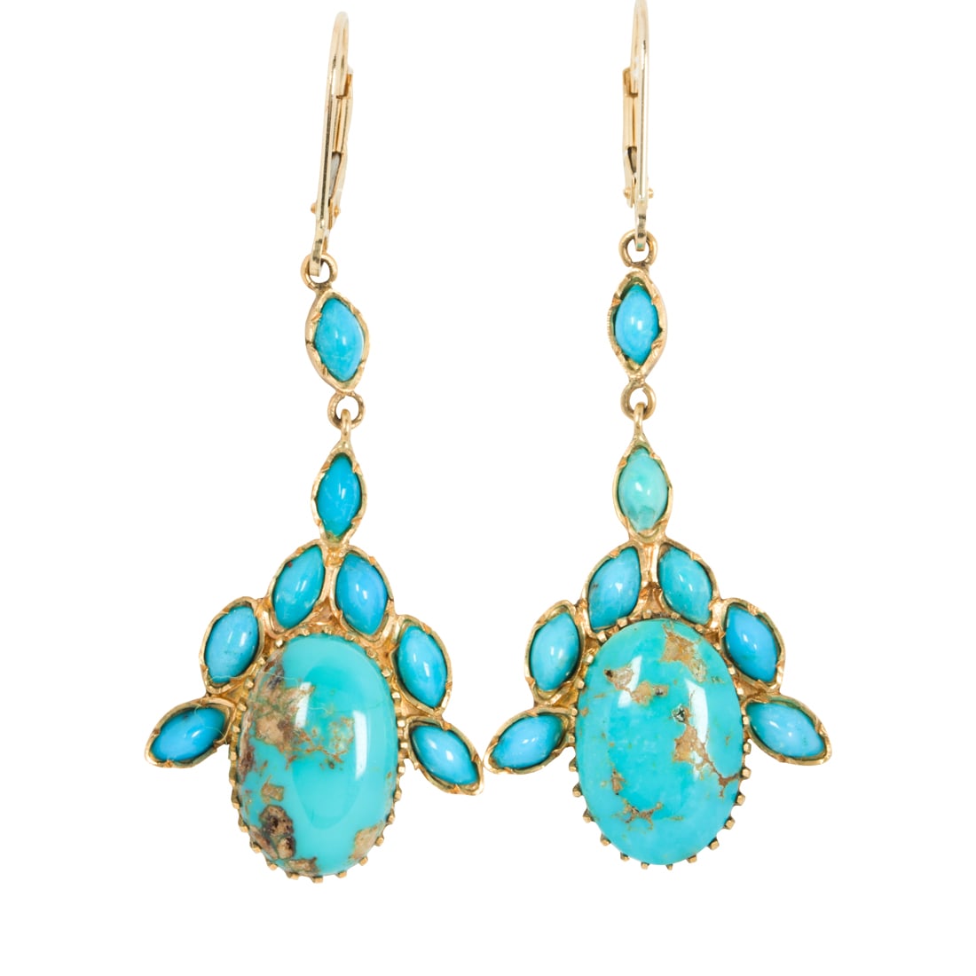 A pair of turquoise and 14k gold earrings (1 of 1)
