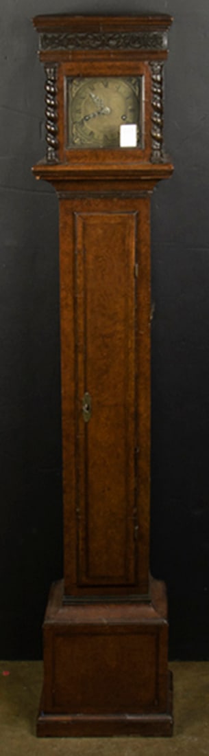 A small William & Mary inlaid oyster veneered long case clock inscribed 'Joseph Knibb Oxon" (1 of 3)