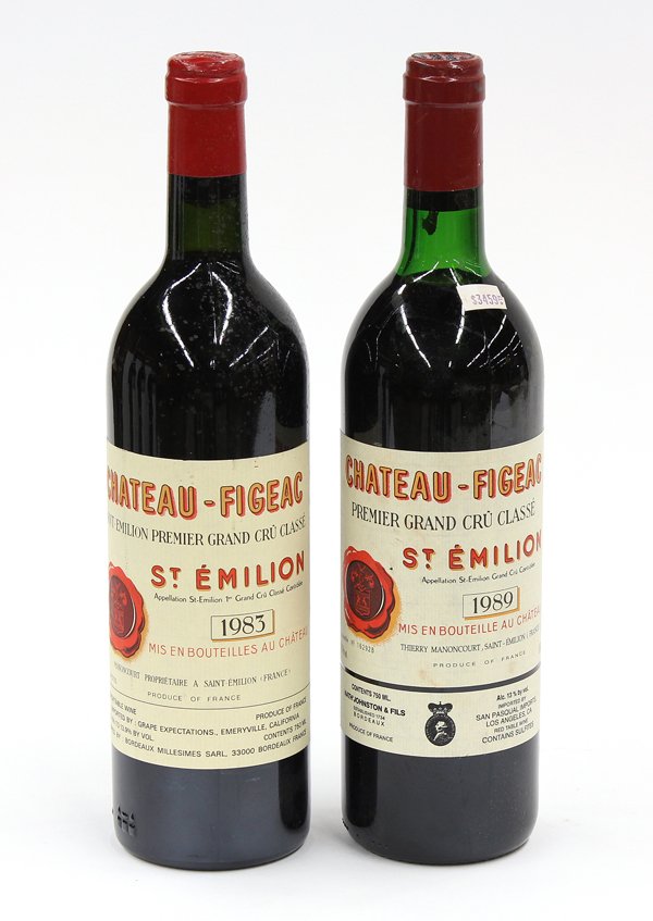Chateau-Figeac St Emilion Premier Grand Cru Class: (lot of 2) Chateau-Figeac St Emilion Premier Grand Cru Classe, France, consisting of one 1983, and one 1989, each 750ml