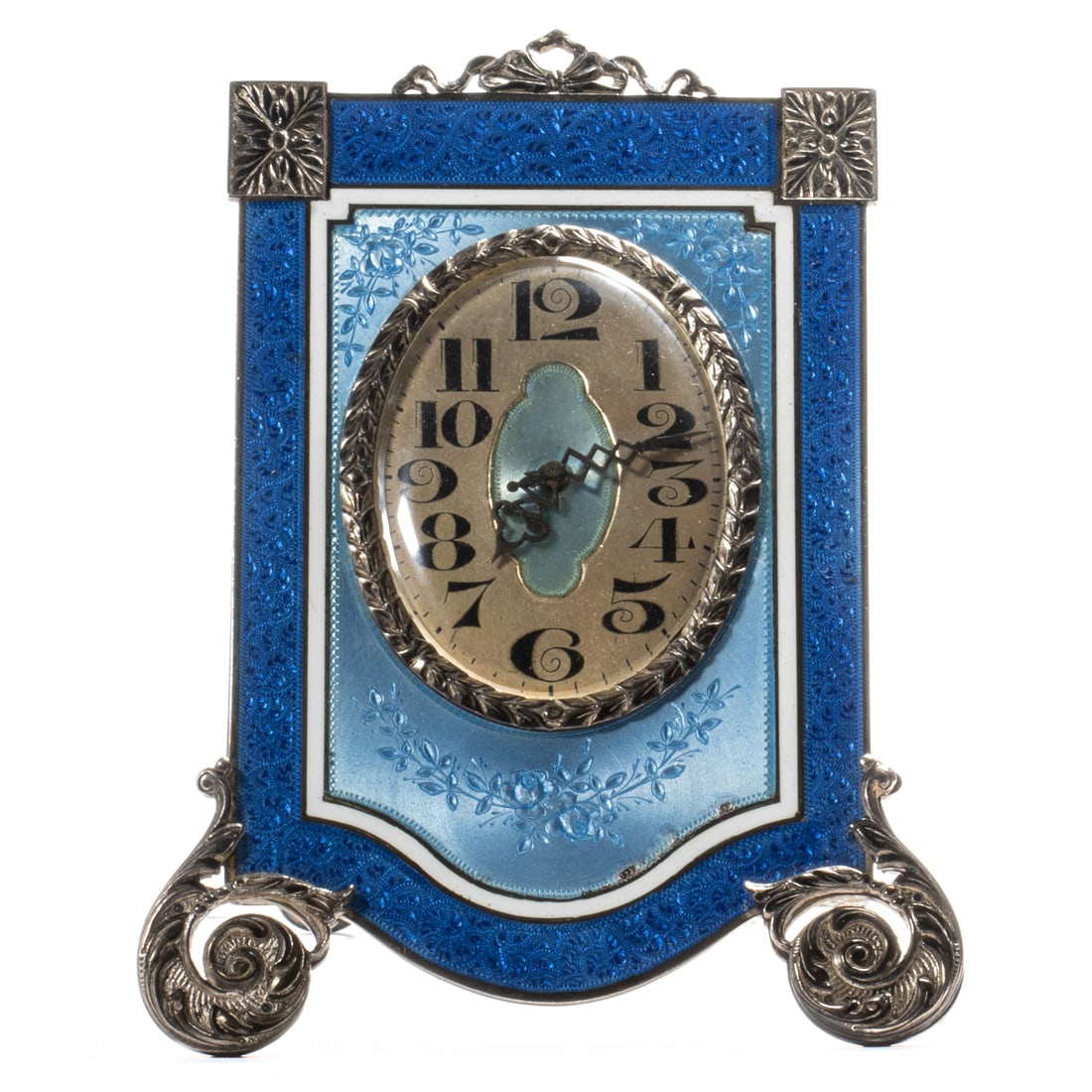 An Art Deco Swiss Geneve Clock Co JTC enamel silver travel clock (1 of 4)