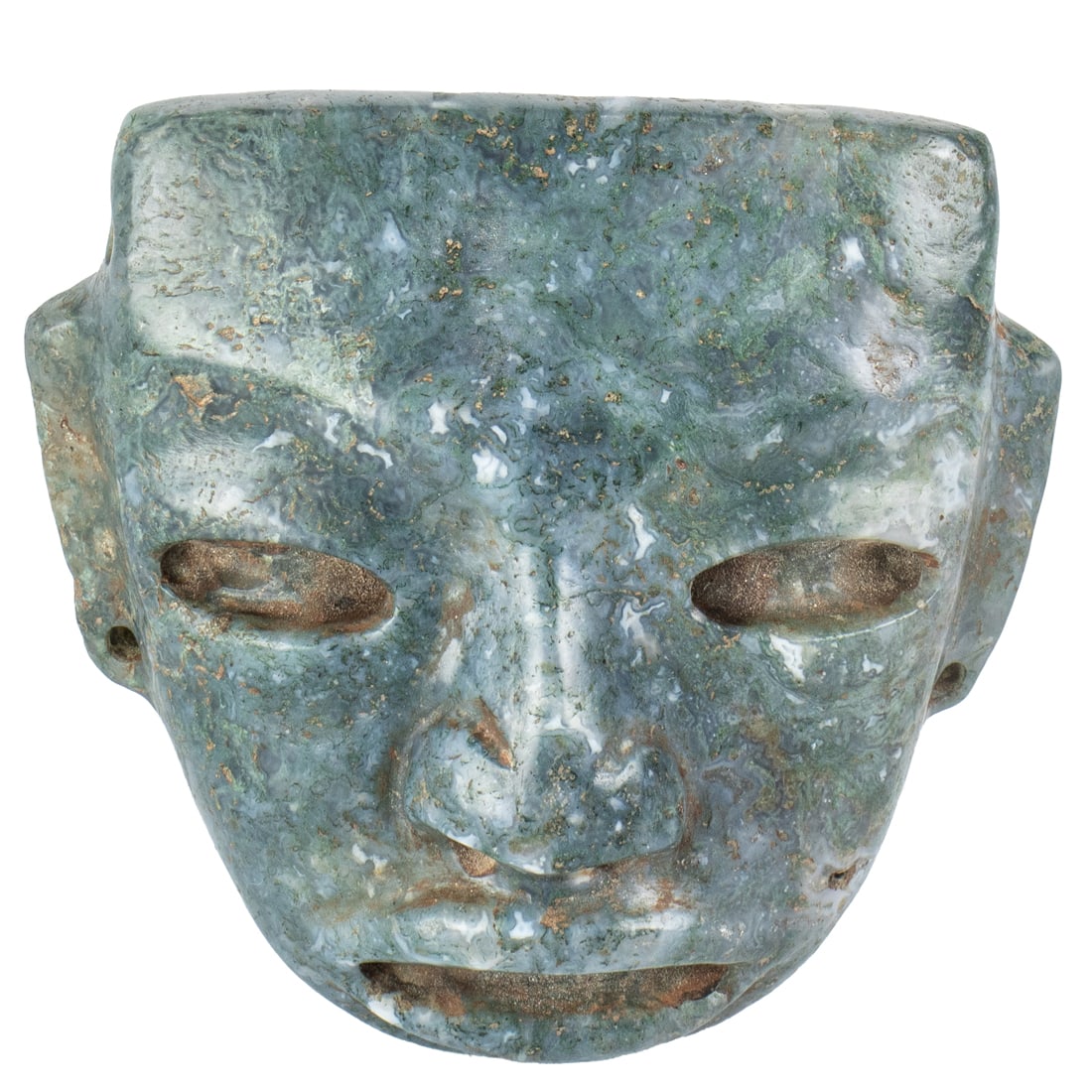 A miniature Olmec blue agate ritual maskette (1 of 2)