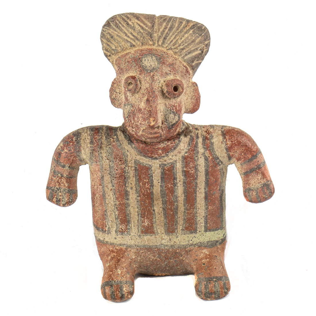 A Pre-Columbian Nayarit red clay seated figure (1 of 5)